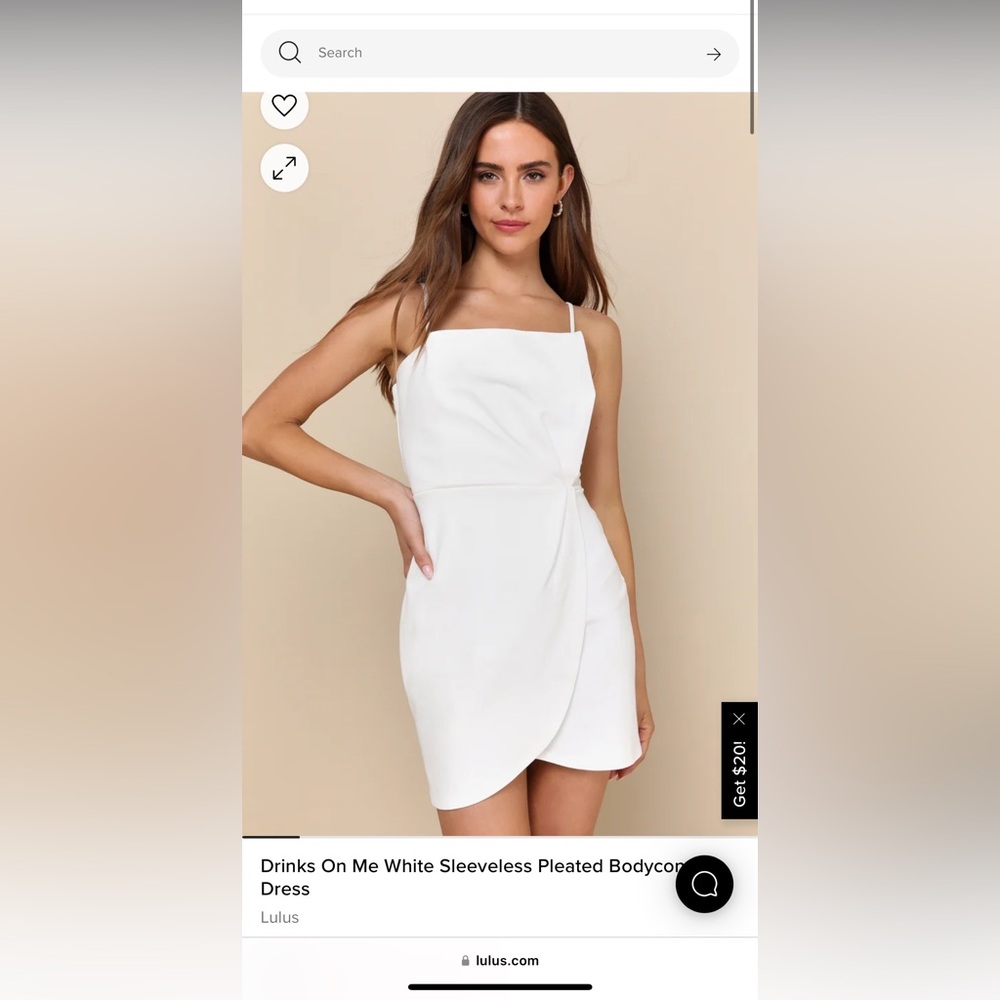 Lulus Drinks On Me White Sleeveless Pleated Bodycon Dress
Size Large